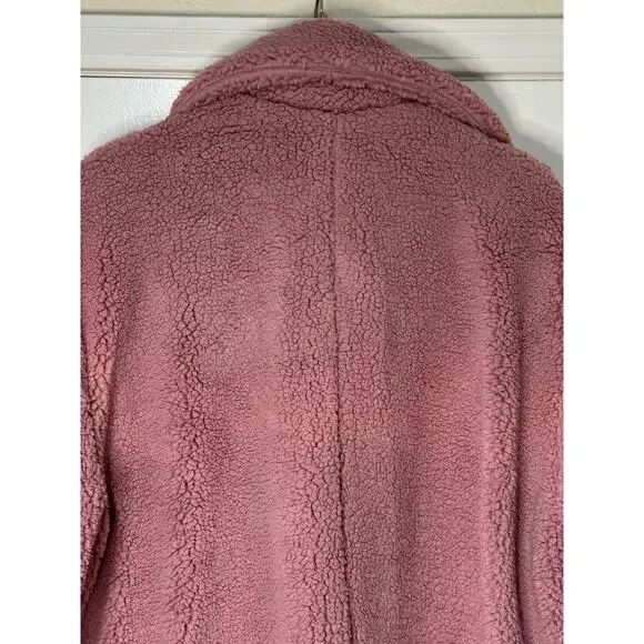 Free People Joplin Faux Fur Cozy Teddy Jacket Smoked Pink Size Large NWT Slouchy